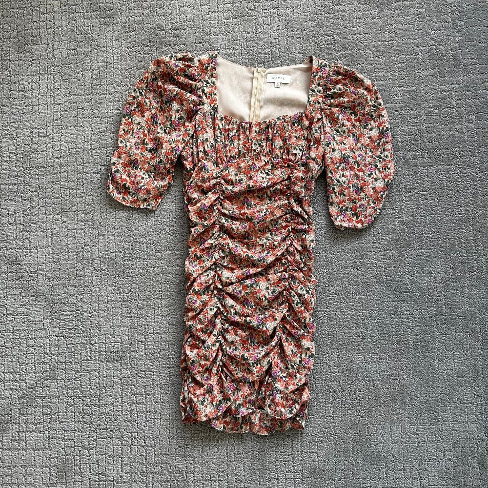 Floral Fitted Dress with Statement Sleeves